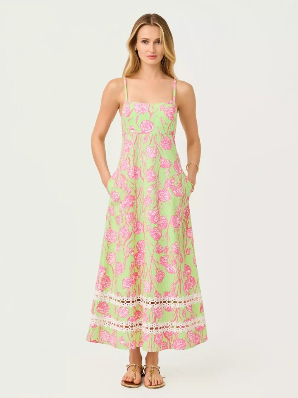 NWT Lilly Pulitzer Haliey Midi Dress, Pistachio Macaron Alina, Size 4